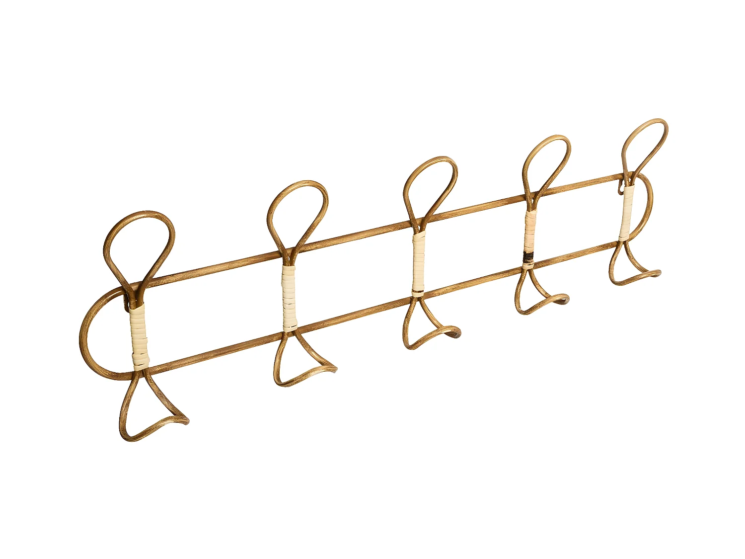 Patère en Métal et Rotin 5 Crochets L 76 cm