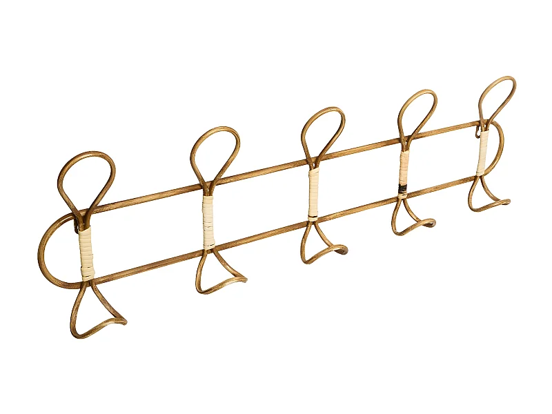 Patère en Métal et Rotin 5 Crochets L 76 cm