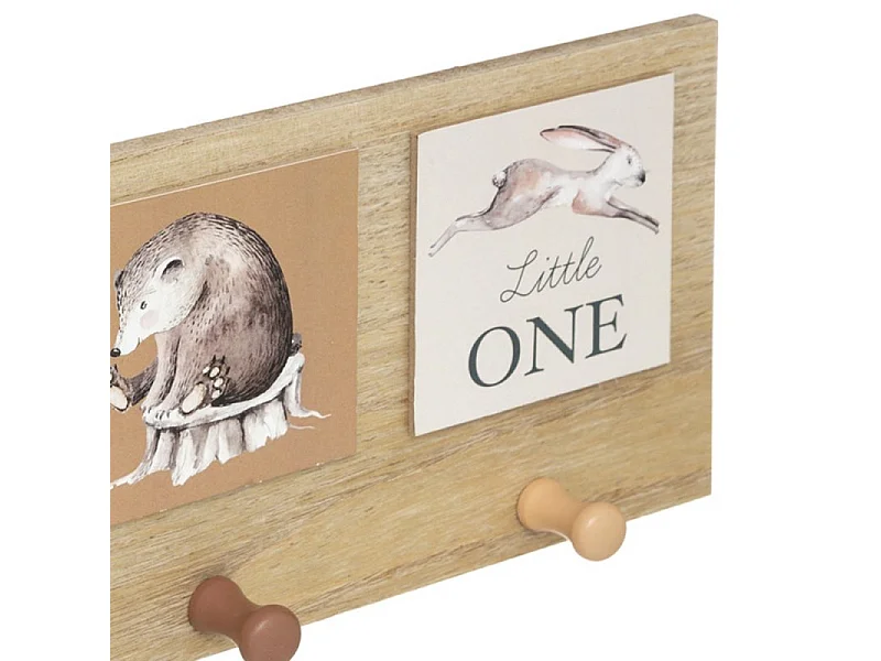 Patère déco Forêt 3 Crochets en Bois 34 x 15 cm