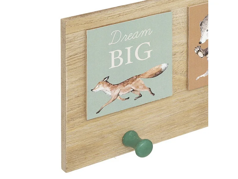 Patère déco Forêt 3 Crochets en Bois 34 x 15 cm