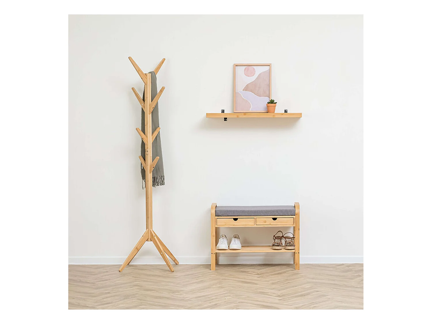 Porte-manteaux 8 Patères en Bambou H 178 cm