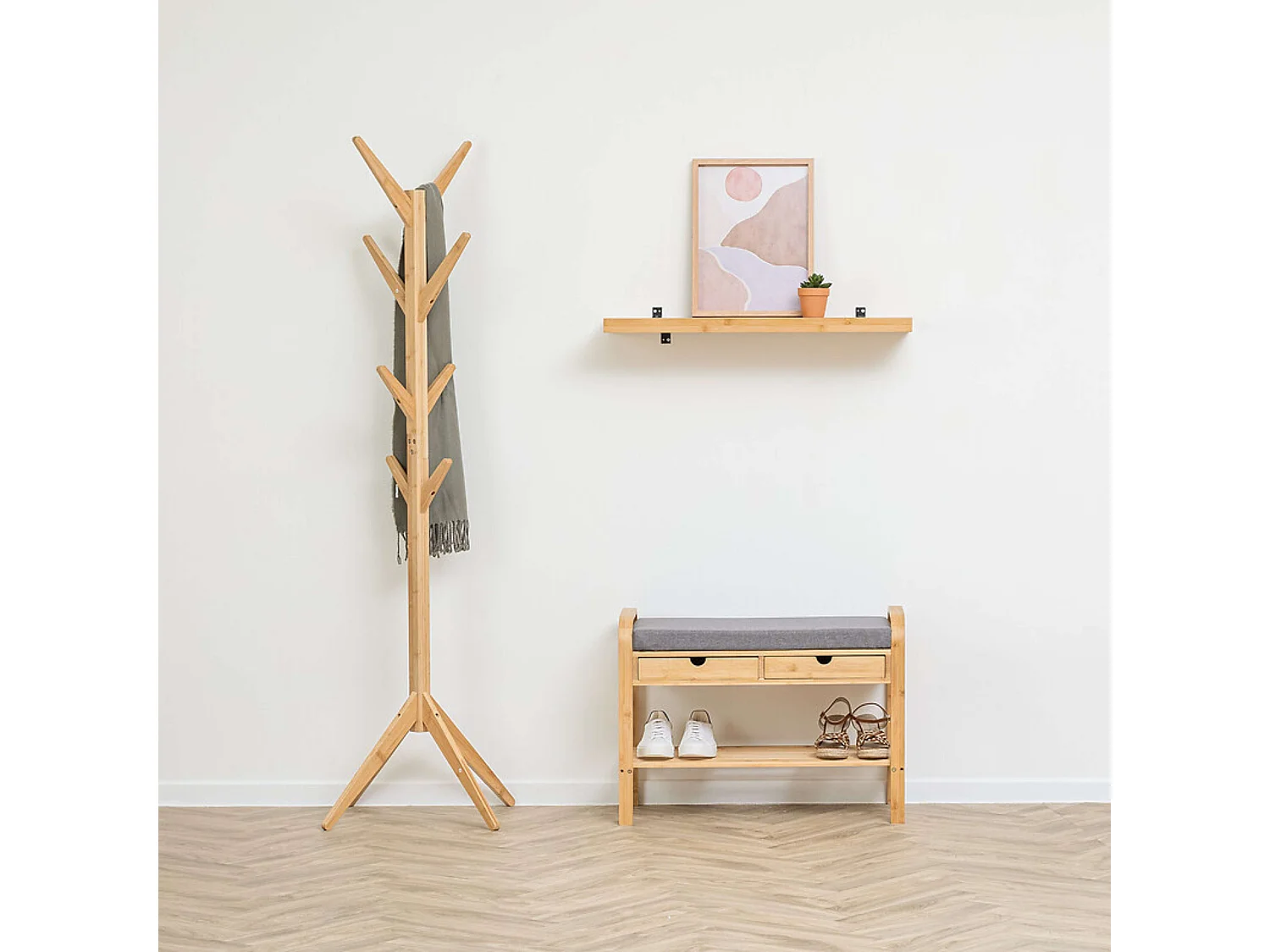 Porte-manteaux 8 Patères en Bambou H 178 cm