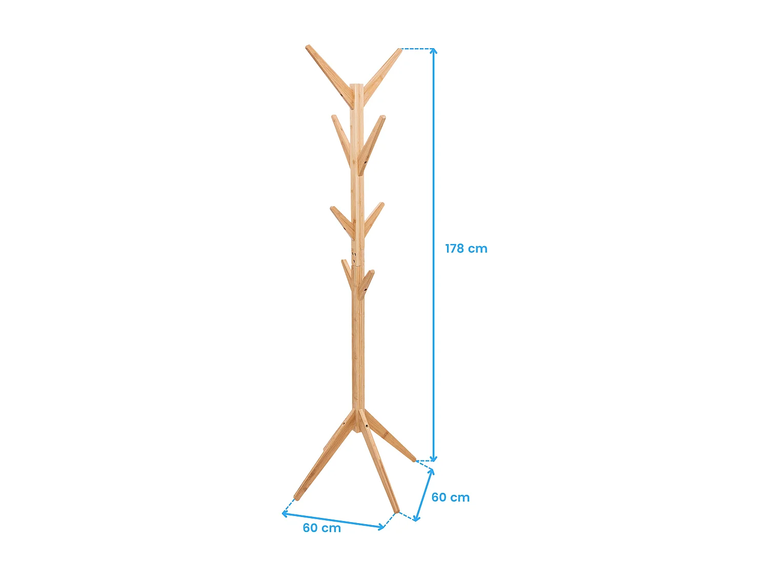 Porte-manteaux 8 Patères en Bambou H 178 cm