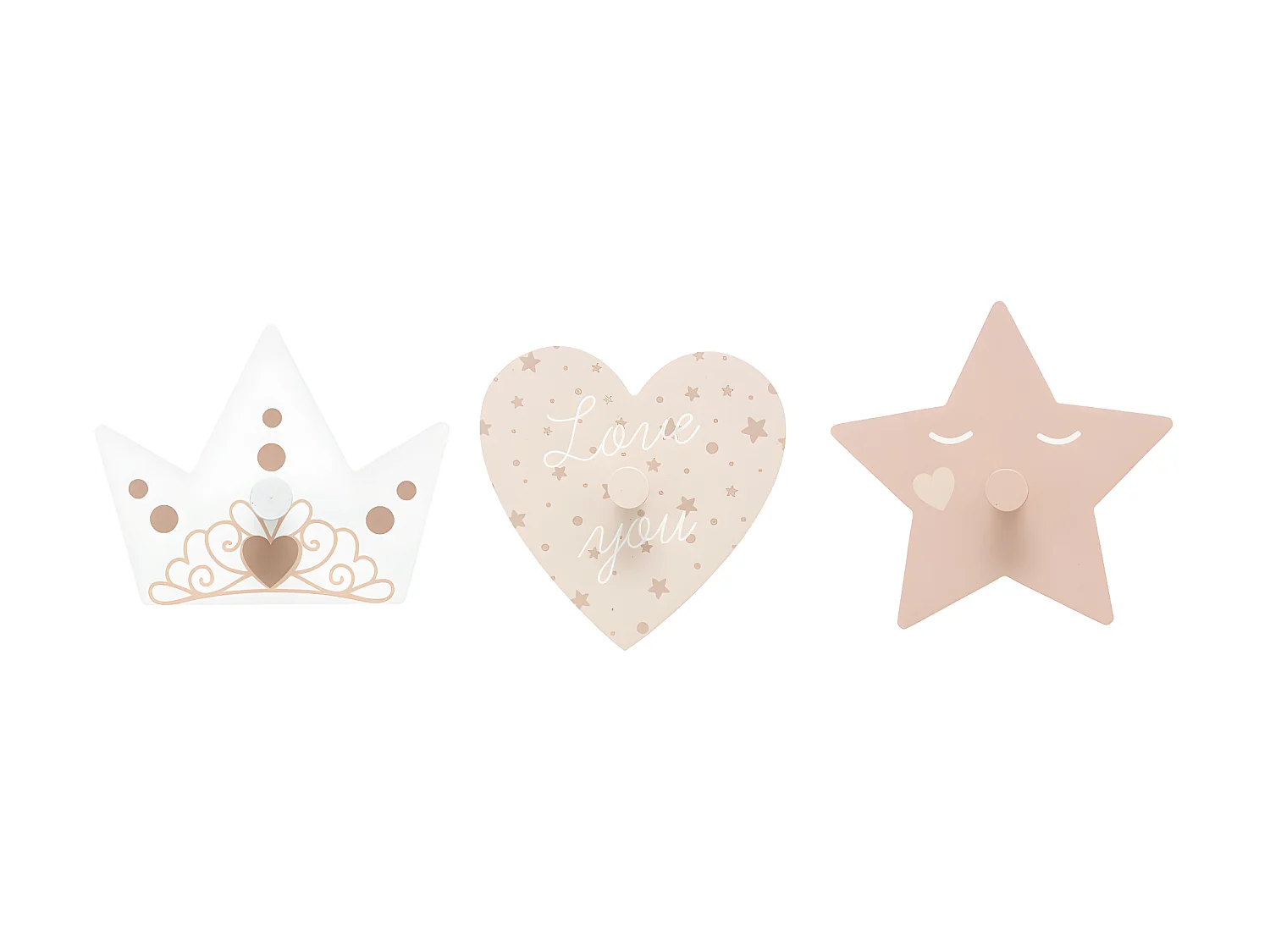 Set de 3 Patères déco Princesse en Bois pour chambre enfant