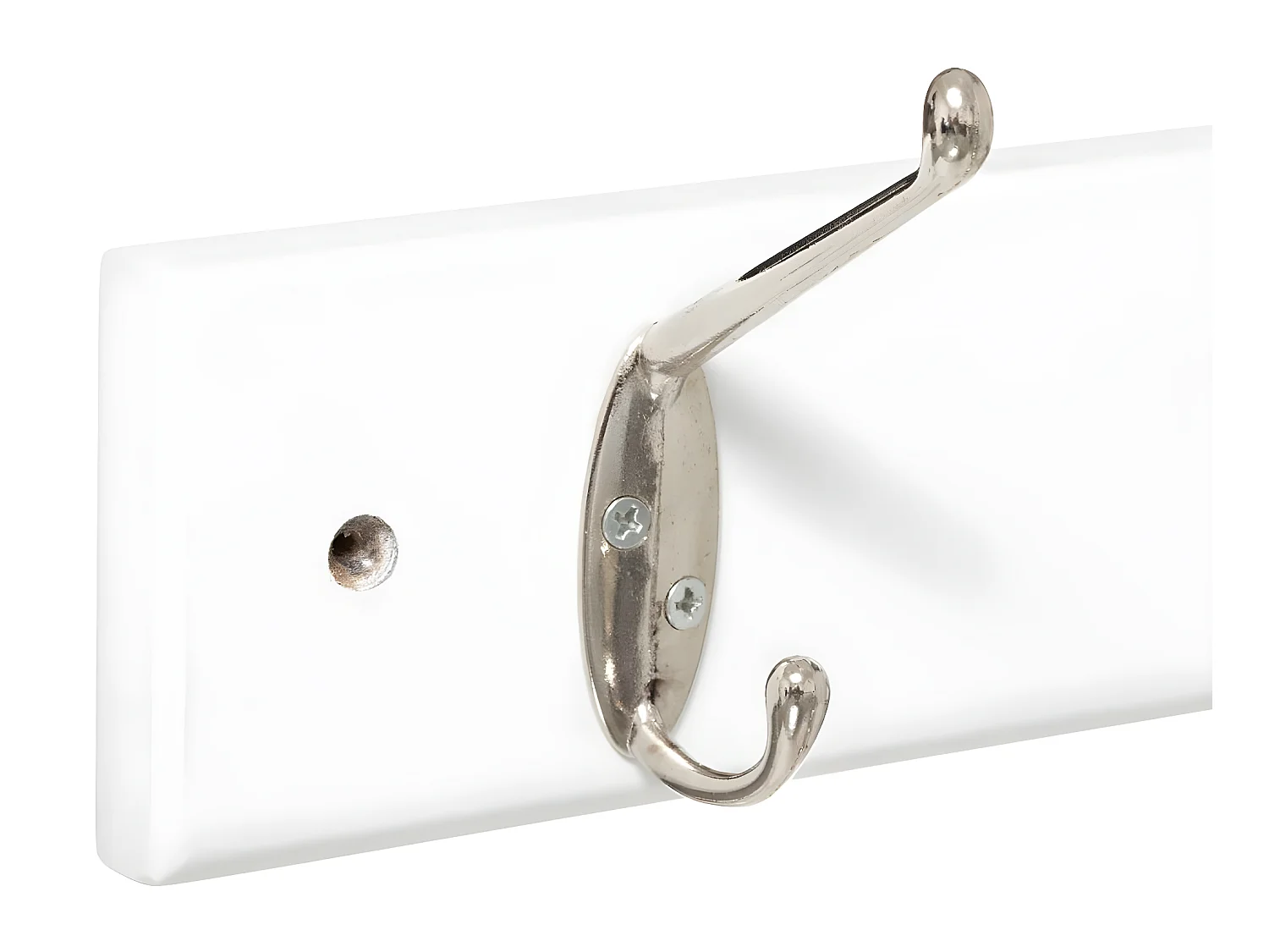 Patère Blanc en bois  6 Têtes en métal