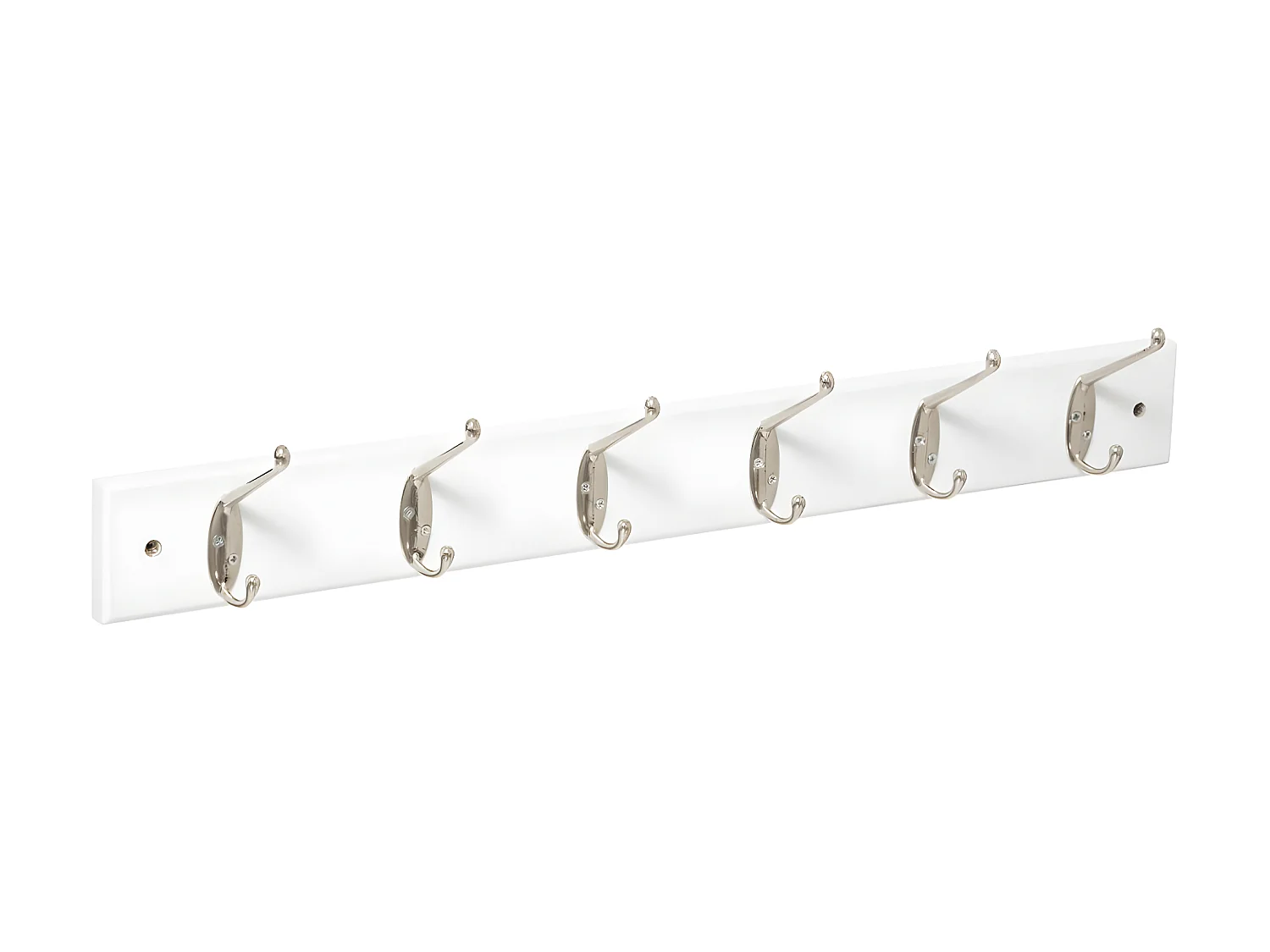 Patère Blanc en bois  6 Têtes en métal