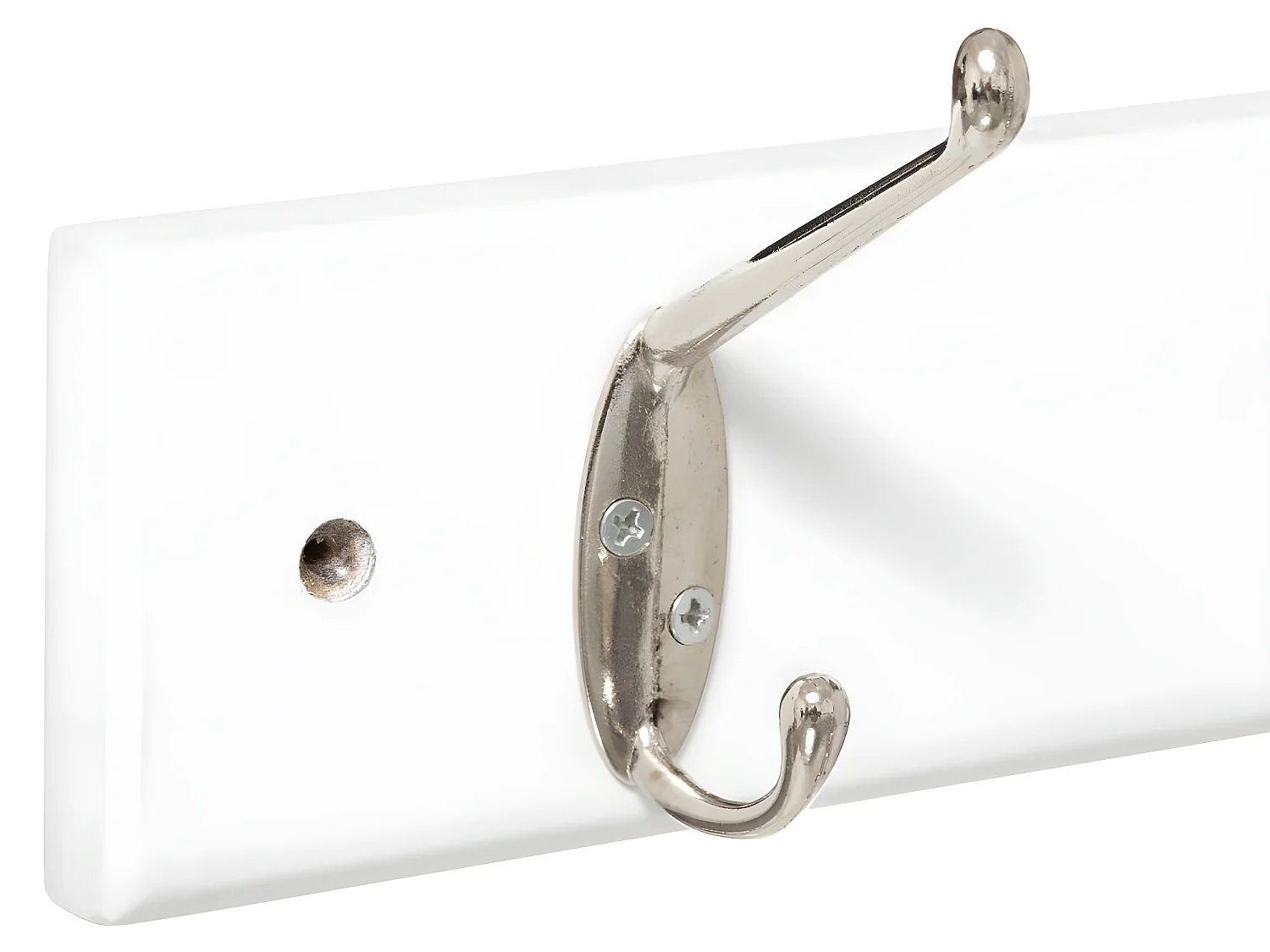 Patère Blanc en bois  6 Têtes en métal