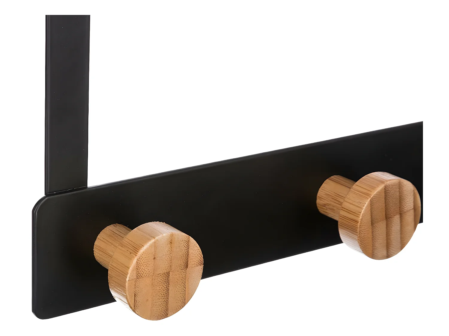 Patère de porte en Métal Noir 3 Têtes en Bambou L 25 cm