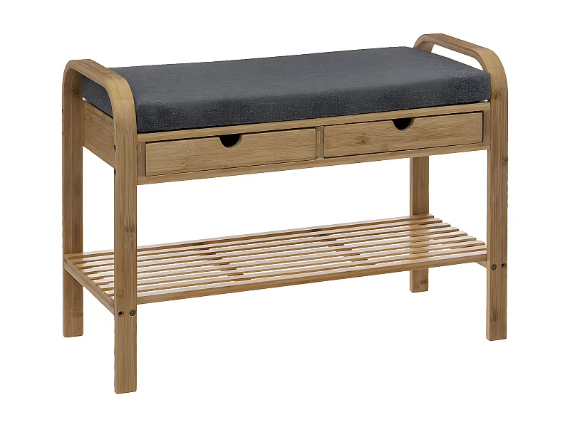 Range-chaussures et Banc avec 2 Tiroirs de rangement et Coussin d'assise amovible