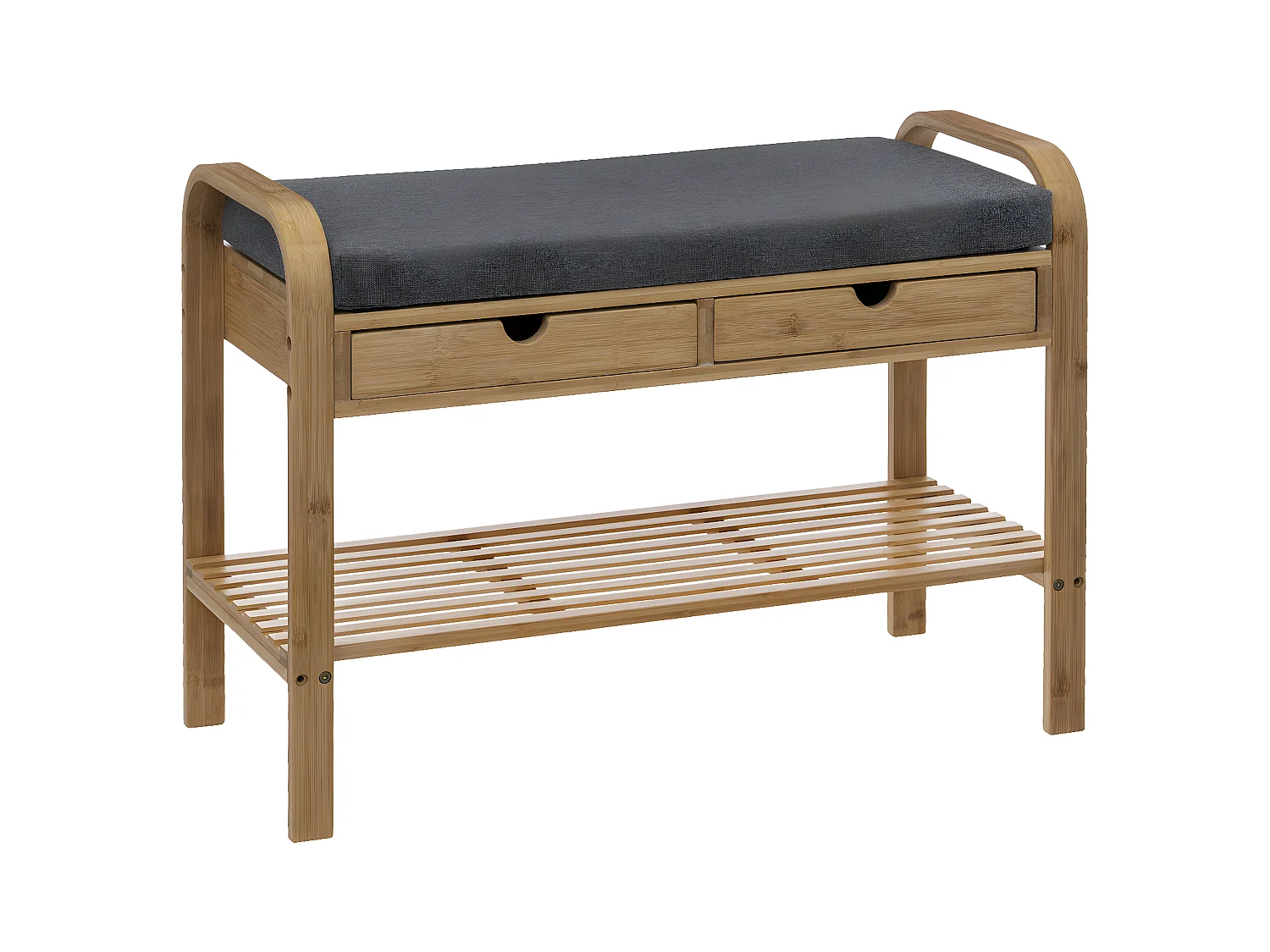 Range-chaussures et Banc avec 2 Tiroirs de rangement et Coussin d'assise amovible