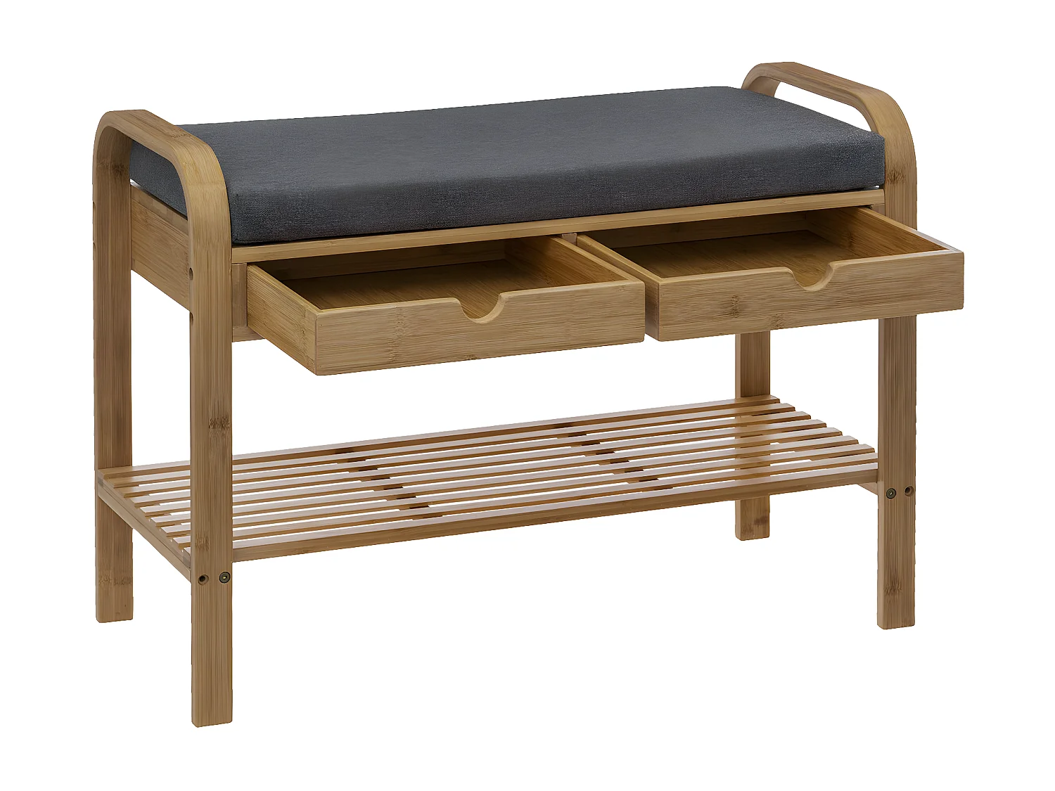 Range-chaussures et Banc avec 2 Tiroirs de rangement et Coussin d'assise amovible