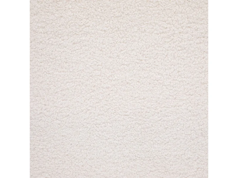 Chaise de table tissu blanc à bouclettes et pieds en métal aspect Bois