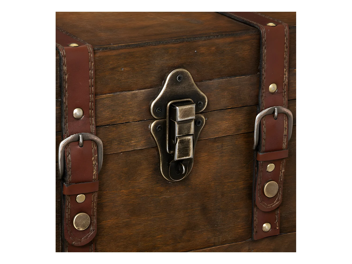 Coffre mini Bar rétro en bois 6 cases à bouteilles H 58.5 cm