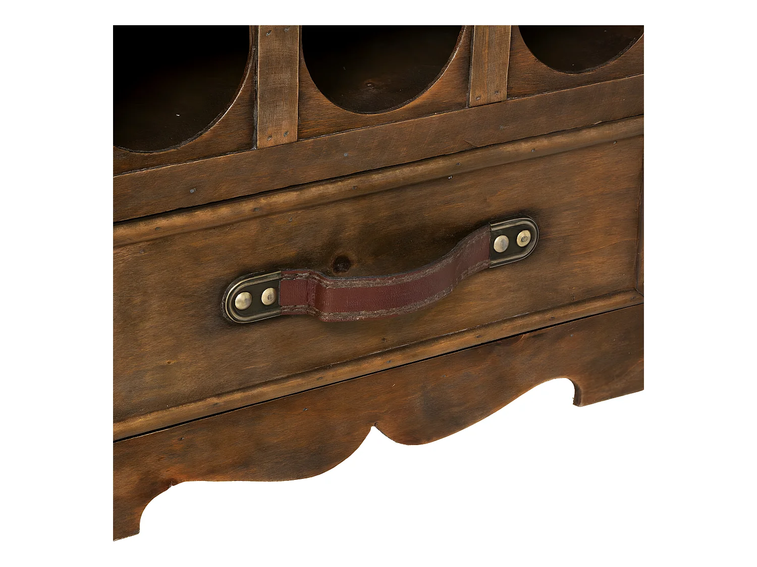 Coffre mini Bar rétro en bois 6 cases à bouteilles H 58.5 cm