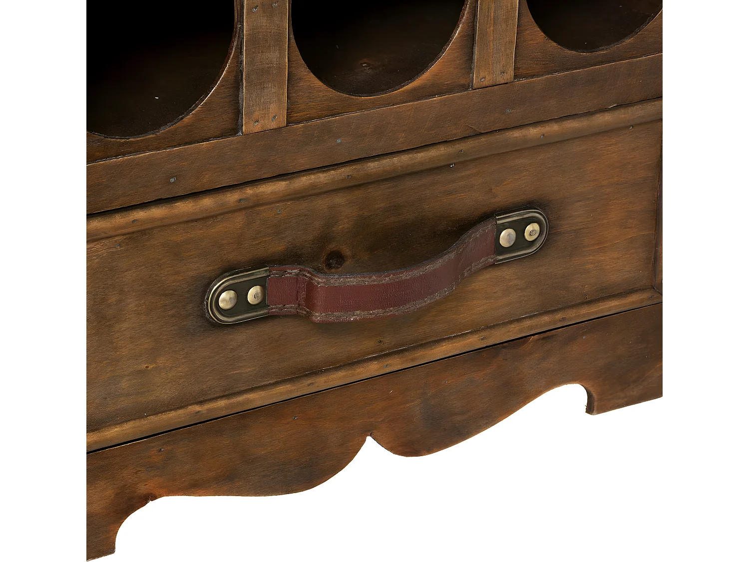 Coffre mini Bar rétro en bois 6 cases à bouteilles H 58.5 cm