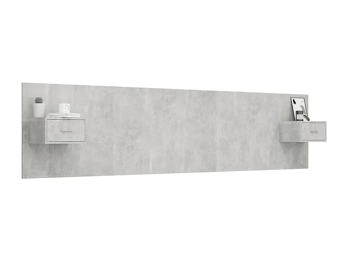 Tête de lit avec armoires Gris béton Bois d'ingénierie