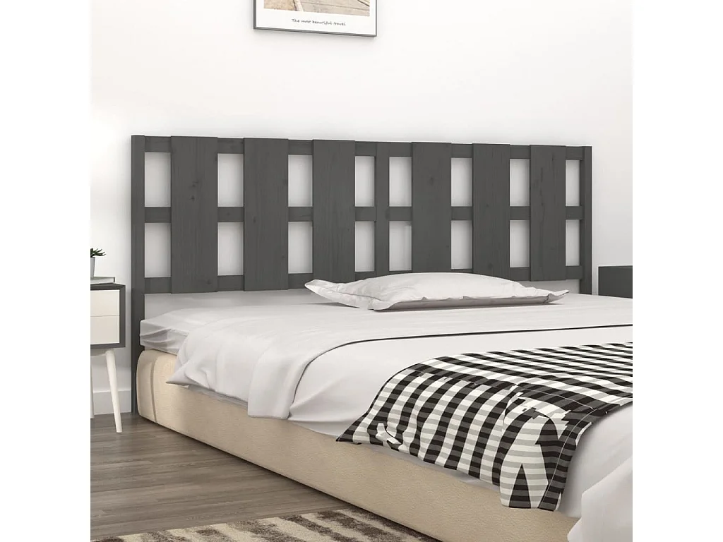 Tête de lit Gris 205,5x4x100 cm Bois massif de pin