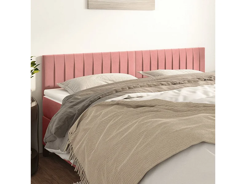 Cabeceros 2 uds Rosa 90x5x78/88 cm Terciopelo