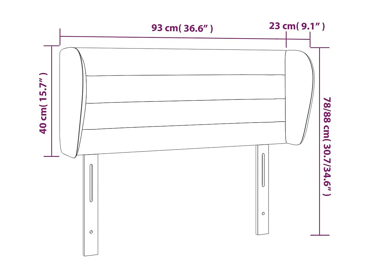 Hoofdbord met vleugels Donkergrijs 93x23x78/88 cm Stof