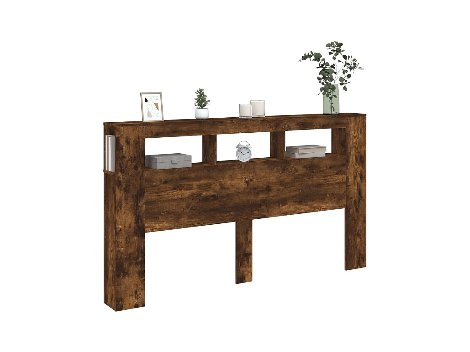 Cabecero LED roble ahumado 180x18,5x103,5cm madera de ingeniería