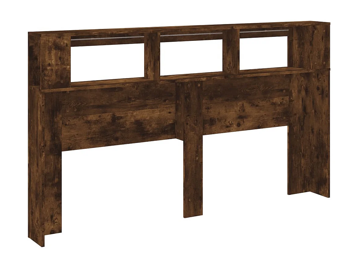 Cabecero LED roble ahumado 180x18,5x103,5cm madera de ingeniería