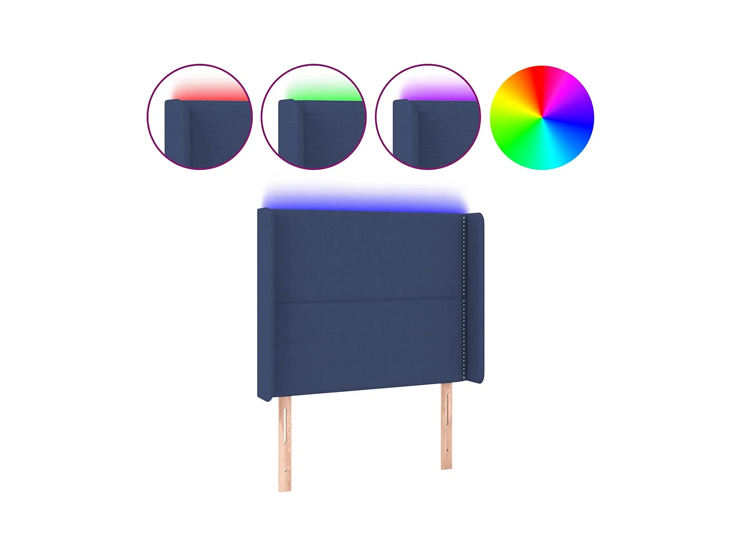 Blauw LED hoofdbord 103x16x118/128 cm Stof