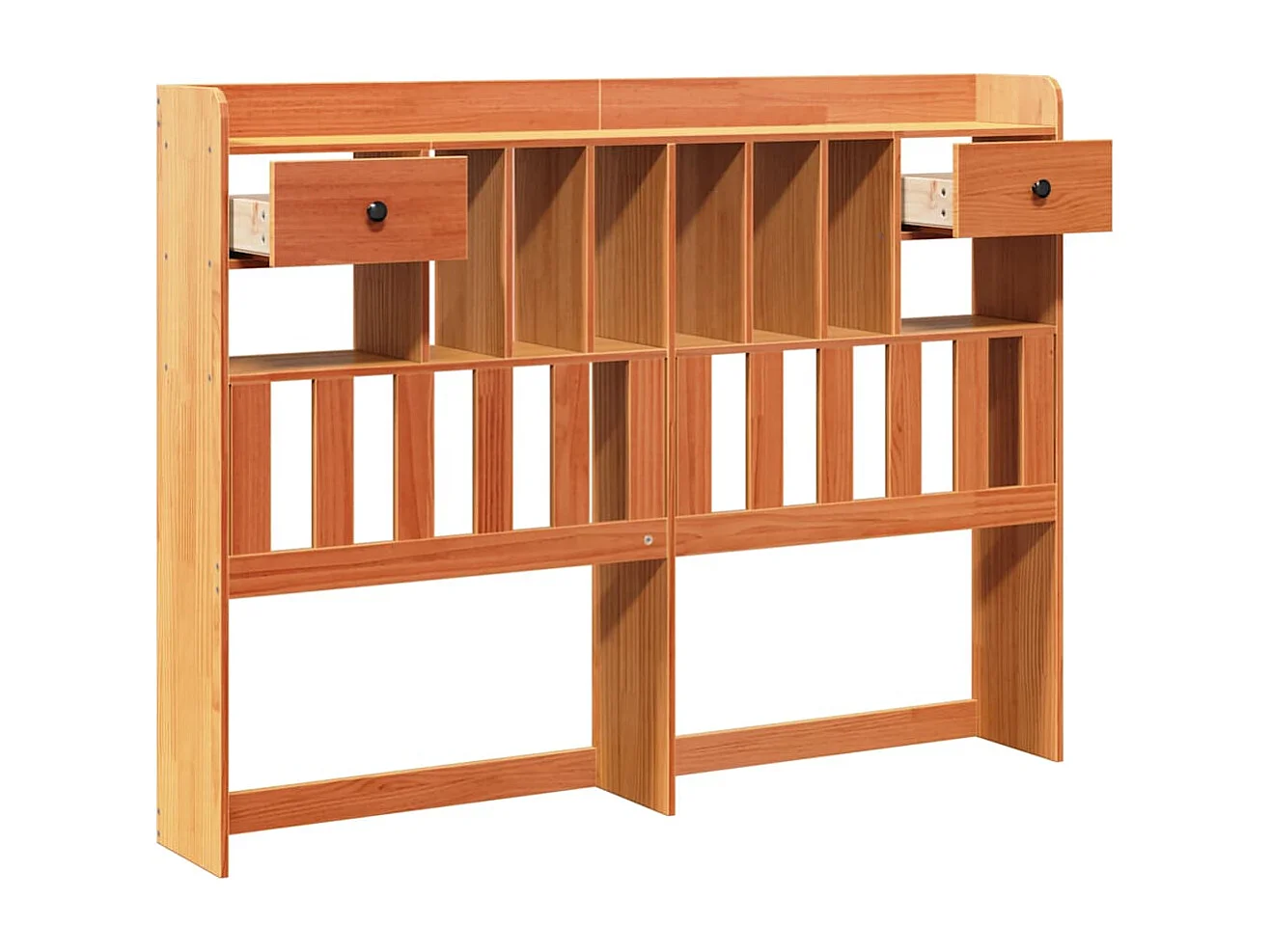 Cabecero encerado marrón con almacenaje 160cm madera maciza de pino