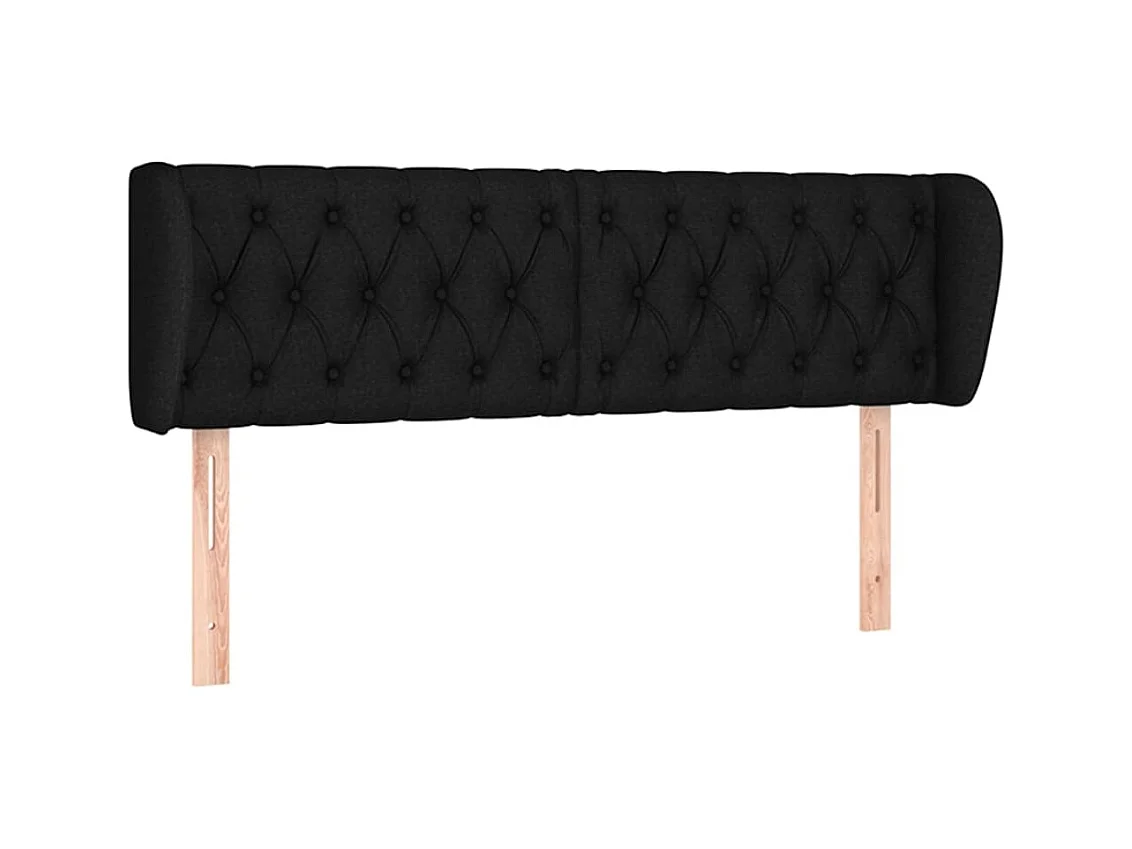 Hoofdbord met vleugels Zwart 163x23x78/88 cm Stof