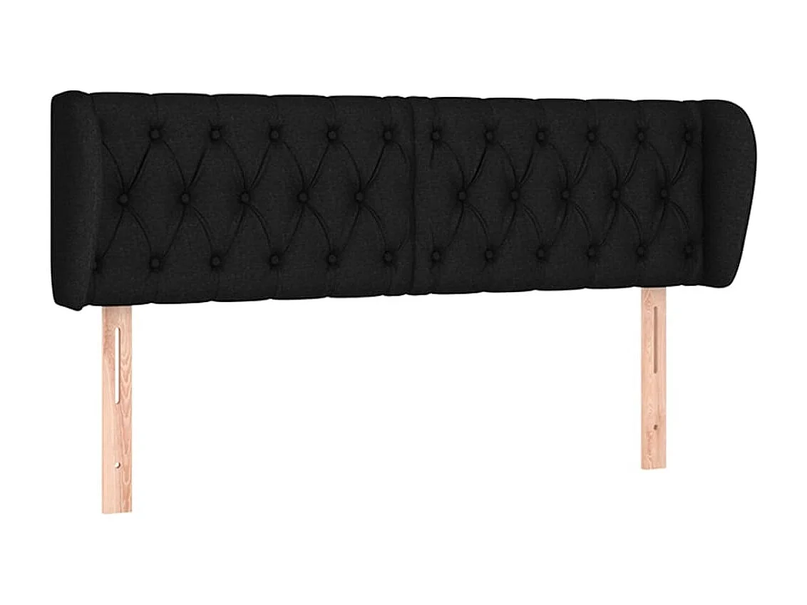 Tête de lit avec oreilles Noir 163x23x78/88 cm Tissu