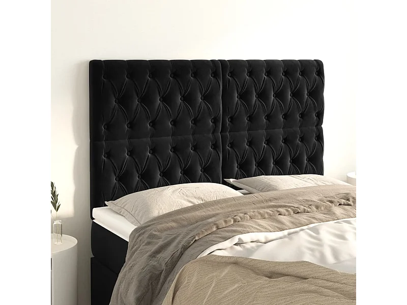 Cabeceros 4 piezas Negro 80x7x78/88 cm Terciopelo