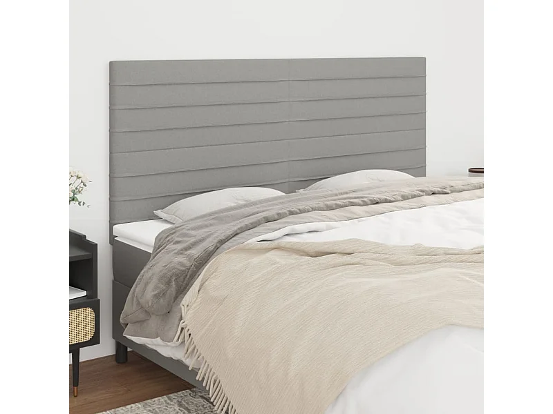 Têtes de lit 4 pcs Gris clair 100x5x78/88 cm Tissu
