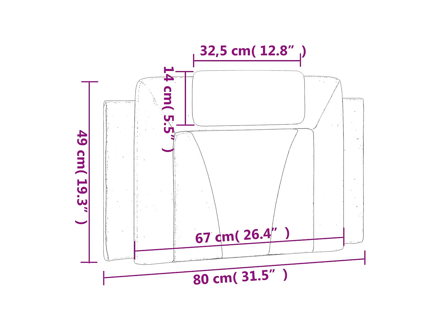 Cappuccino Kopfteilkissen 80 cm Kunstleder