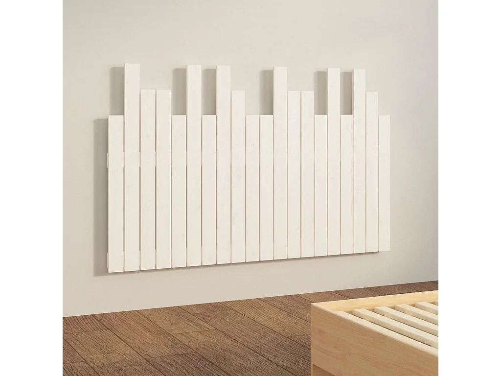 Testiera a muro Bianco 127,5x3x80 cm Legno massello di pino