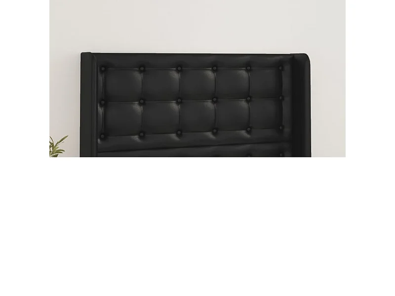 Hoofdbord met vleugels Zwart 103x16x118/128 cm Kunstleer