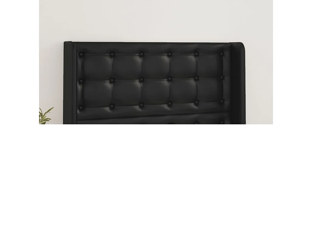 Tête de lit avec oreilles Noir 103x16x118/128 cm Similicuir