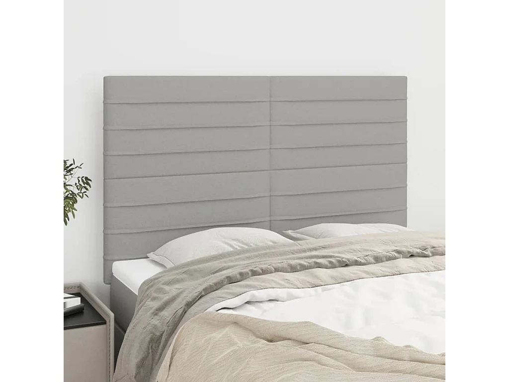 Têtes de lit 4 pcs Gris clair 72x5x78/88 cm Tissu