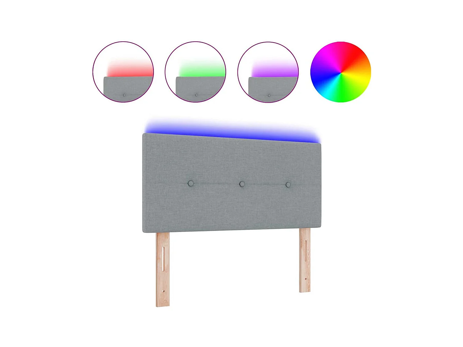 Tête de Lit LED avec des lumières à LED Gris clair 100 cm tissu