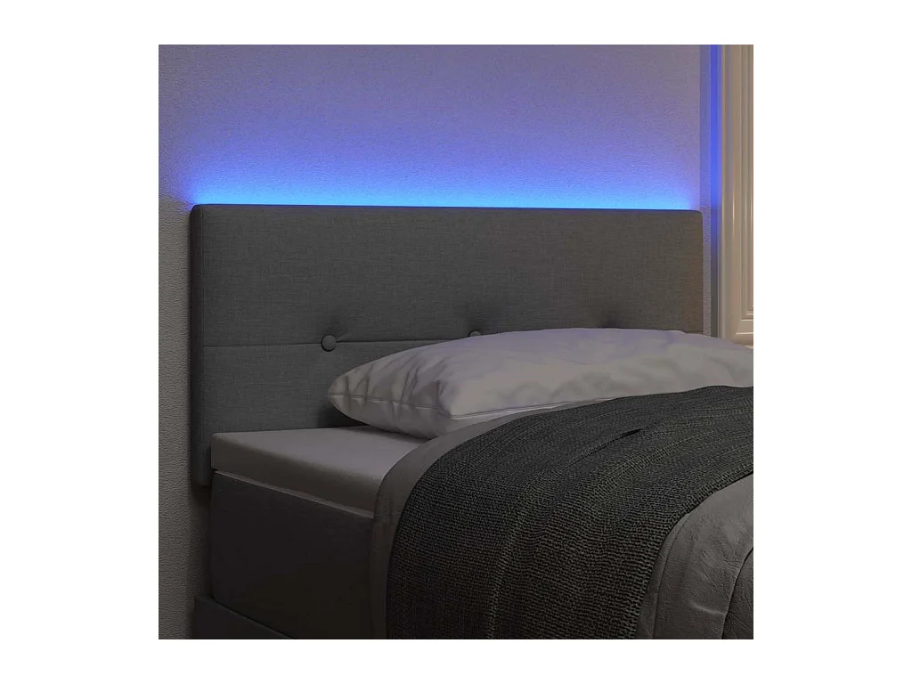 Tête de Lit LED avec des lumières à LED Gris clair 100 cm tissu