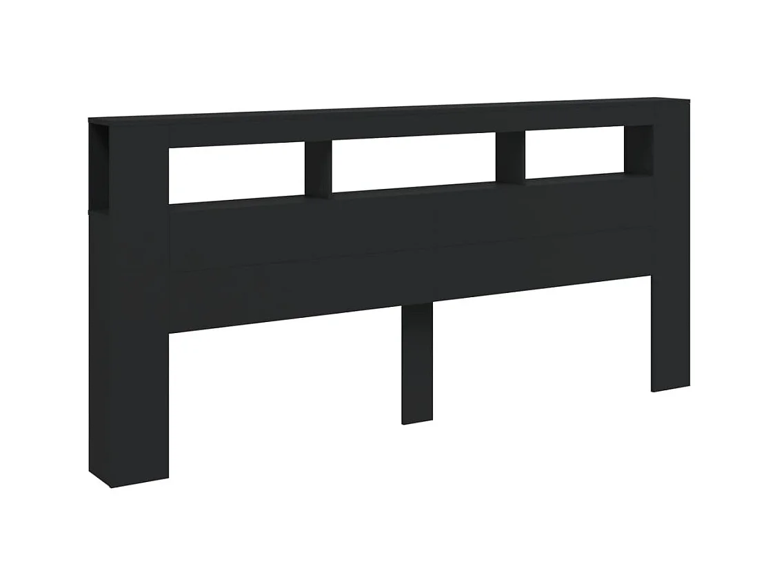 Cabecero LED negro 220x18,5x103,5 cm madera de ingeniería