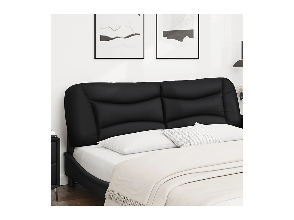 Zwart hoofdbordkussen 180 cm kunstleer