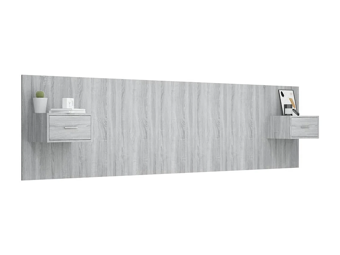 Tête de lit avec armoires sonoma gris Bois d'ingénierie