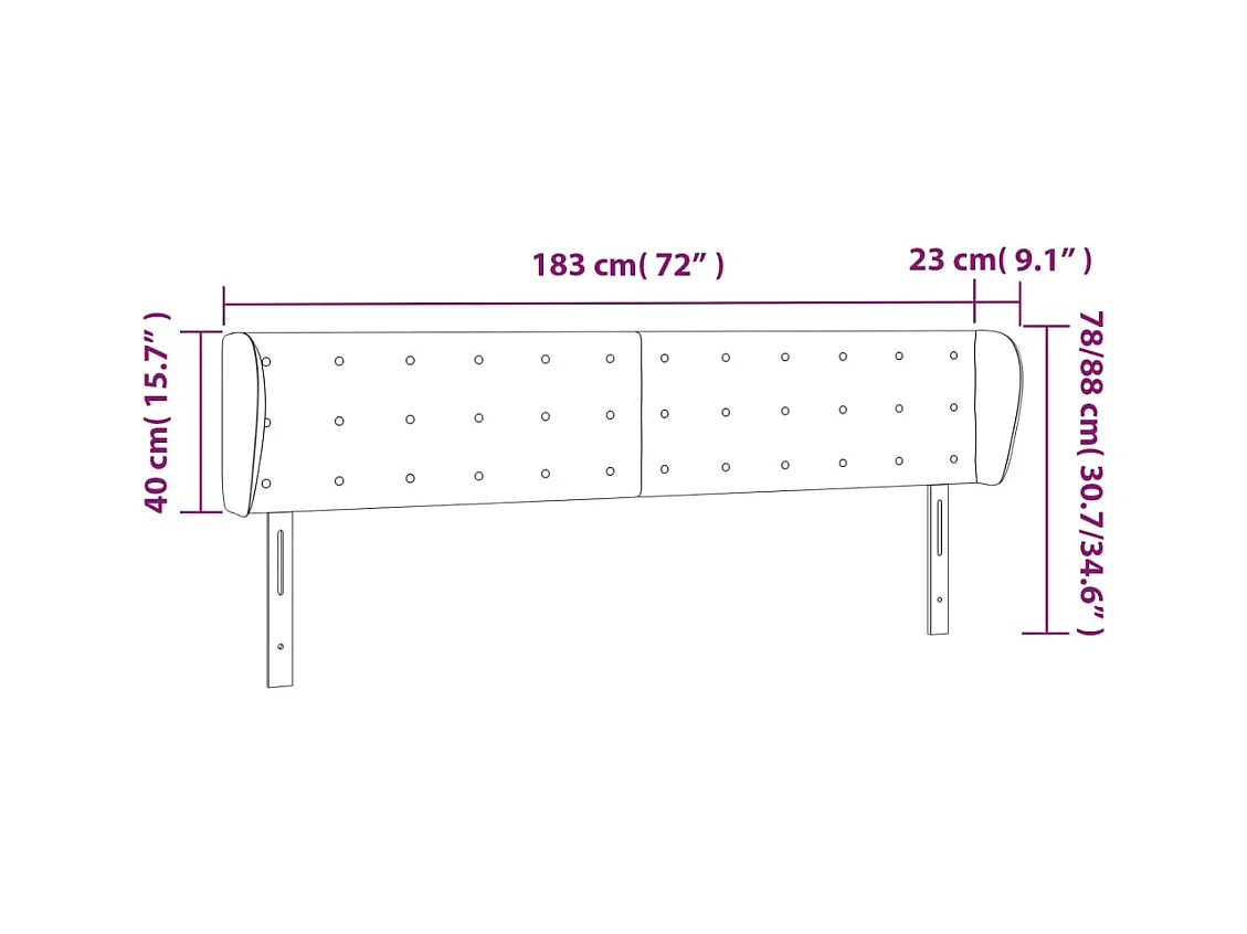 Hoofdbord met vleugels Donkergroen 183x23x78/88 cm Fluweel