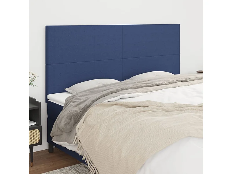 Kopfteile 4 Stk. Blau 100x5x78/88 cm Stoff