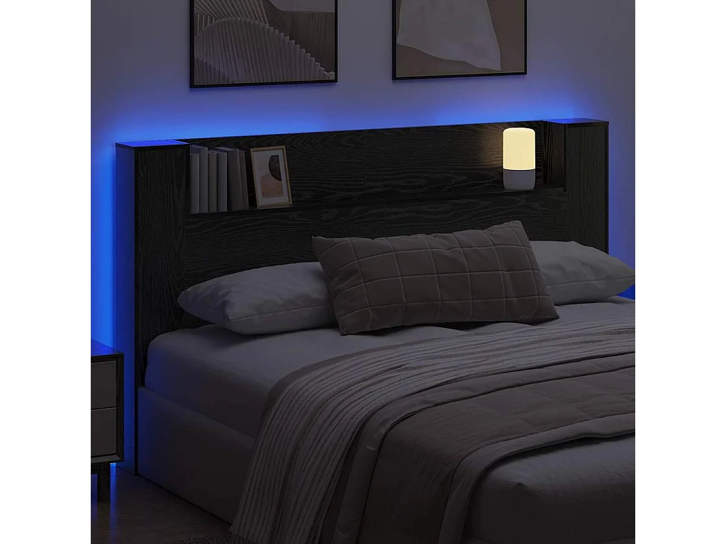 Cabecero de roble negro 180 x 17 x 104,5 cm