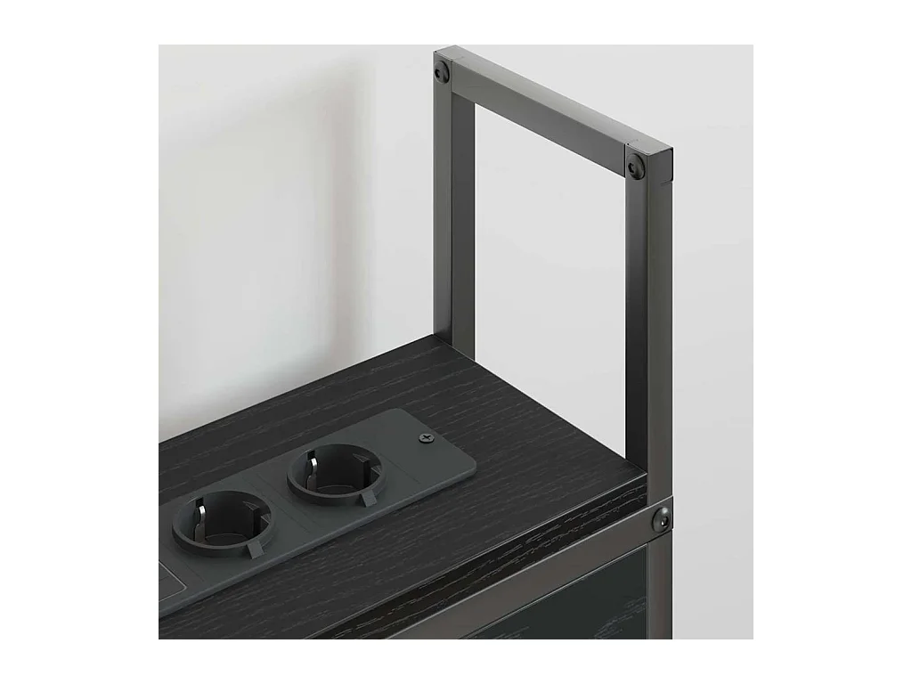 Opberghoofdeinde met oplaadstation Zwart Eiken 150 cm