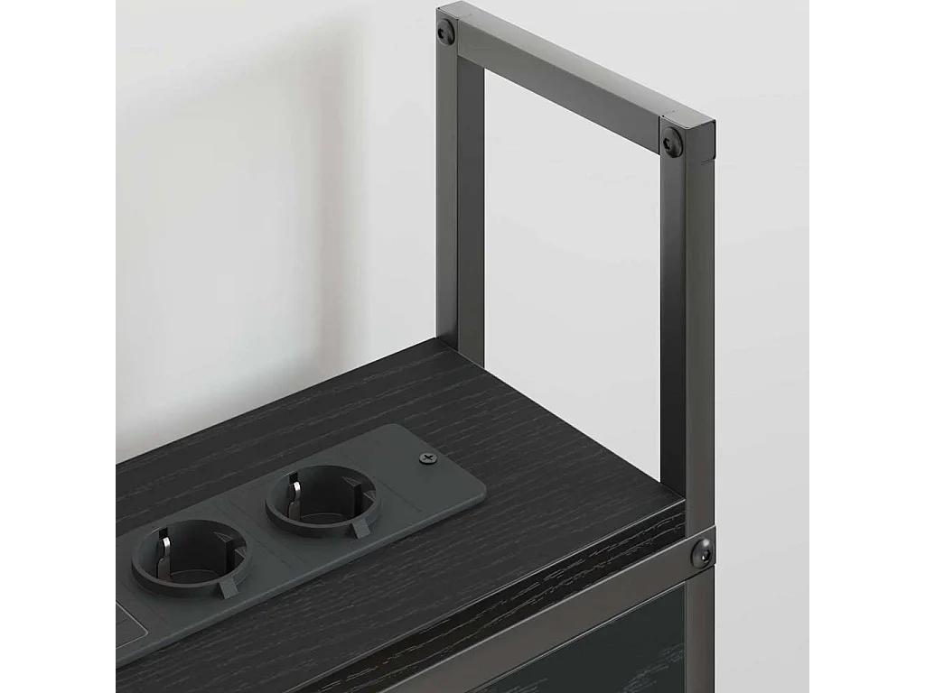 Opberghoofdeinde met oplaadstation Zwart Eiken 150 cm