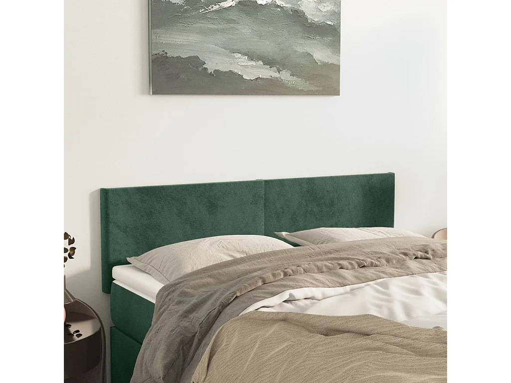 Cabeceros 2 uds Verde Oscuro 72x5x78/88 cm Terciopelo