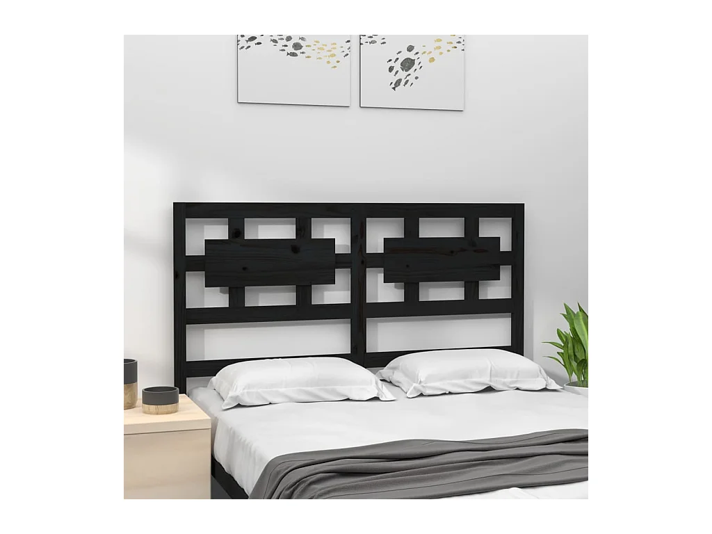 Zwart hoofdbord 205,5x4x100 cm Massief grenenhout