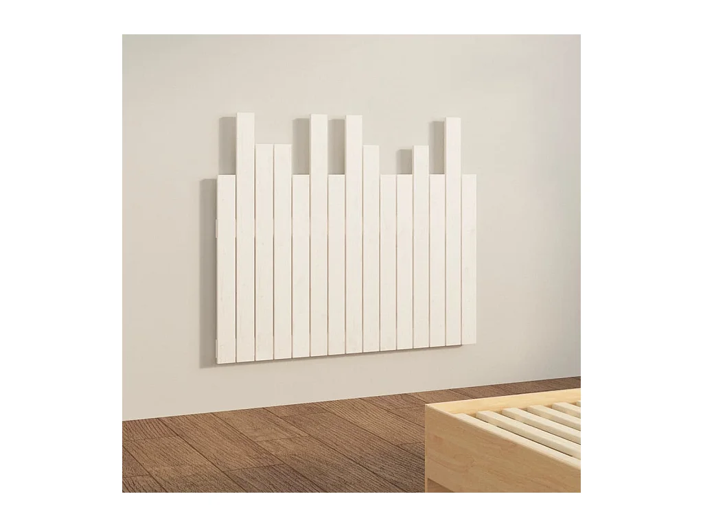 Wandhoofdbord Wit 95,5x3x80 cm Massief grenenhout