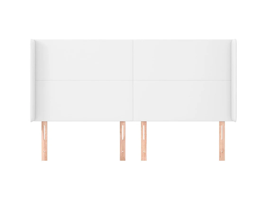 Hoofdbord met vleugels Wit 183x16x118/128 cm Kunstleer